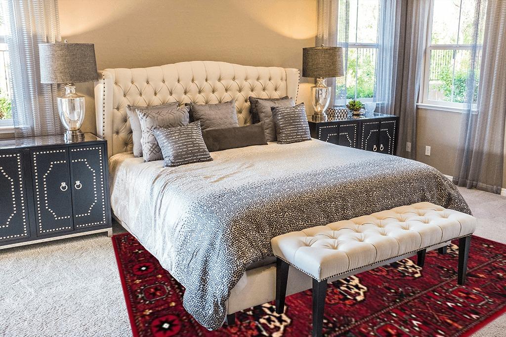 Red persian rug bedroom ideas